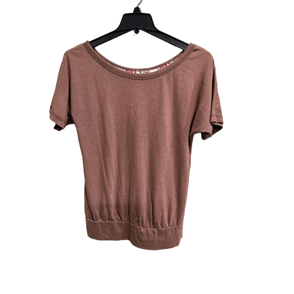 Mudd Women’s Short Sleeve Shirt Size Medium Brown Casual Top